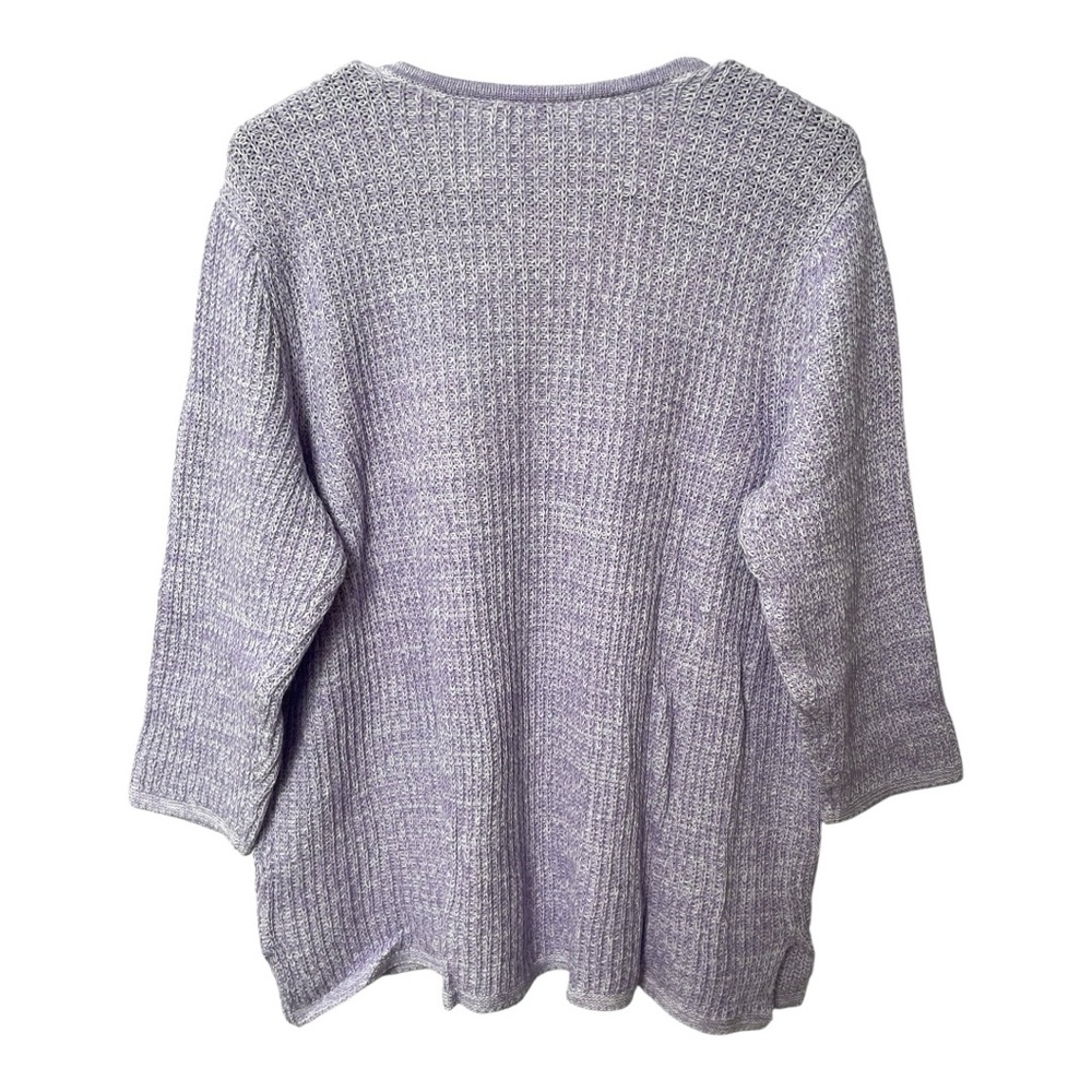 J. Jill Placed-Pattern Slub-Textured Ribbed Hem Sweater Lavender Sz L $89 NWT - Picture 2 of 5